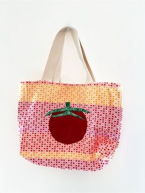 Handmade Tomato Appliqué Tote Bag | Cottagecore Market Tote